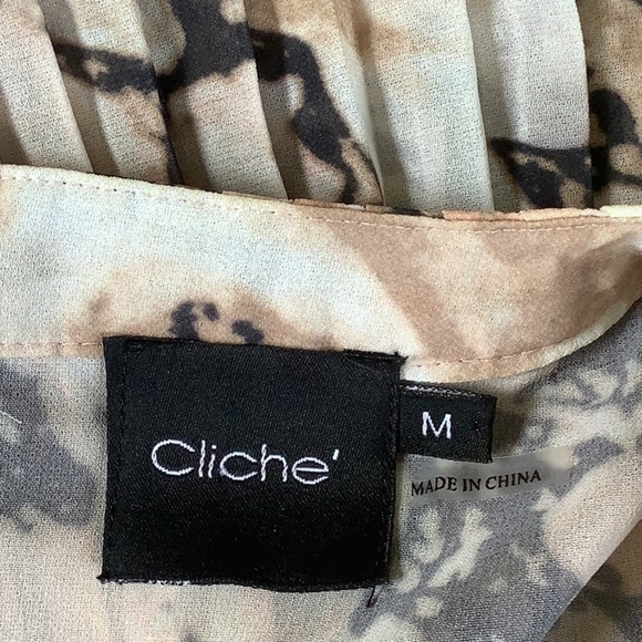 PINK AND BLACK MARBLE PRINTED PLEATED BLOUSE - Picture 5 of 7